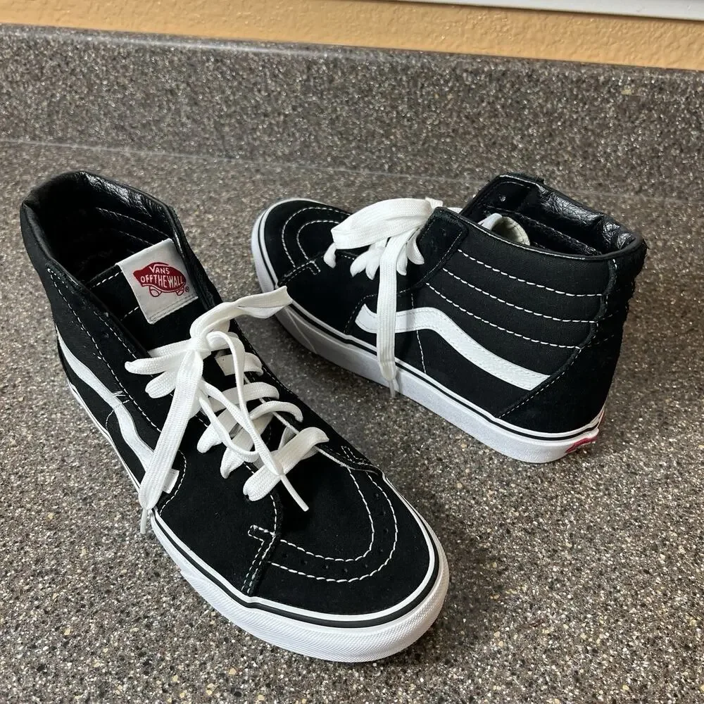 Vans Classic Sk8-Hi Black Canvas Mens Sz 7.5 Skate Shoe Womens 9 Lace Up Sneaker